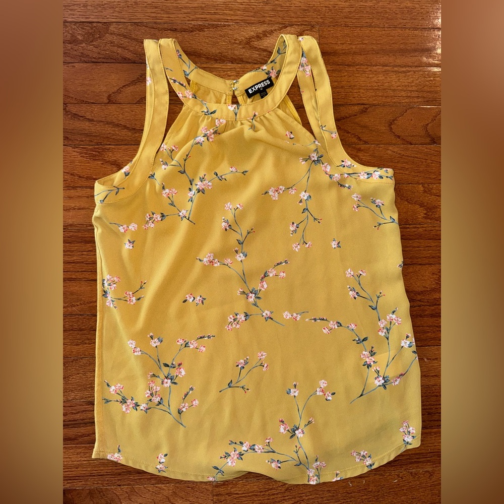 Express Mustard Floral Halter Camisole